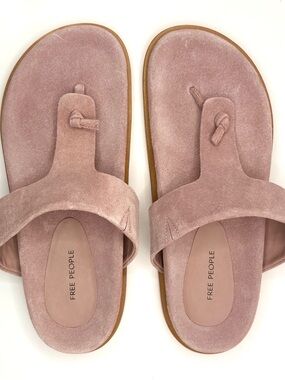 Free People Suede Thong Sandals Women’s Size 9 Blush Pink Slip-On Comfort Slides